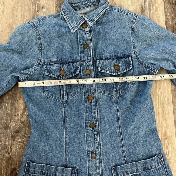 MADE IN THE SHADE Vintage Denim Dress Long Sleeve Button Down Made in USA - Picture 9 of 11